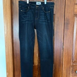 PAIGE Dark Indigo Skinny Jeans with Contrast Stitching
